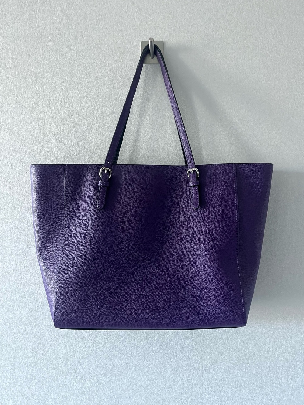 Coach Purple Leather Tote Bag - Picture 2 of 8